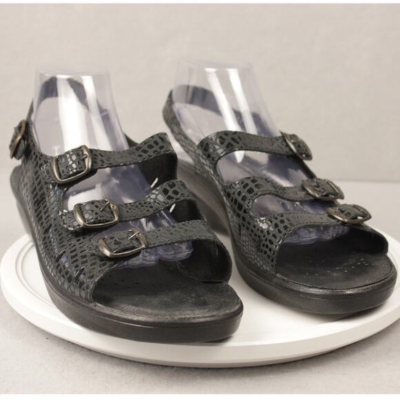FLEXUS Sandals Comfort Italy Made Genuine Black Leather Anti-Shock Sz Women's 42 - Picture 4 of 12